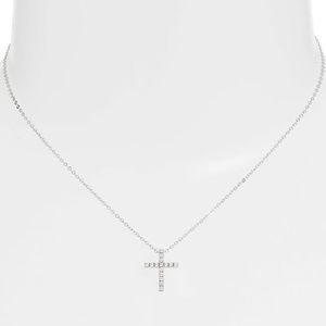 Cubic Zirconia Silver Cross Necklace NWT